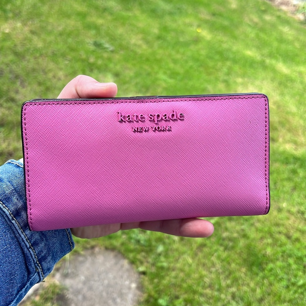 kate spade bright pink continental wallet